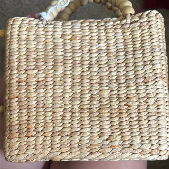 Woven Straw Bag with Beaded Strap and Tassels - Picture 5 of 6